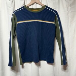 Genuine Sonoma Jean Co vintage Long Sleeve Ribbed Shirt Navy Green Size youth L